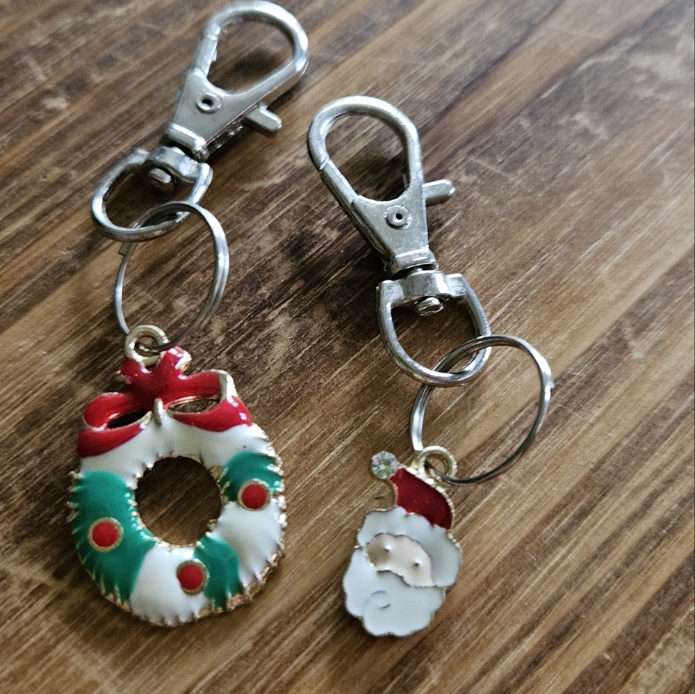 Festive Wreath and Santa Key Holder Set